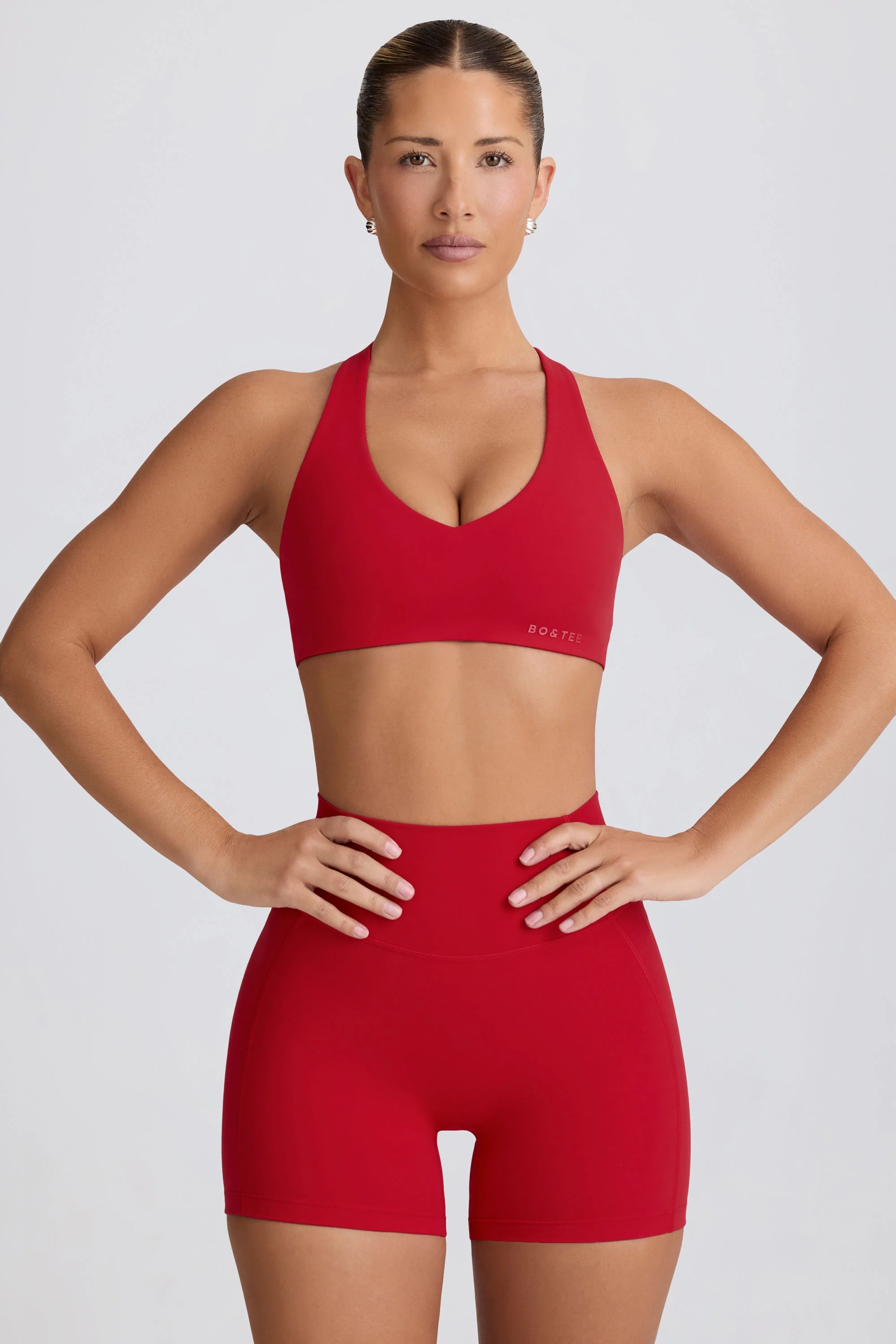 Soft Active V-Neck Sports Bra in Hot Red