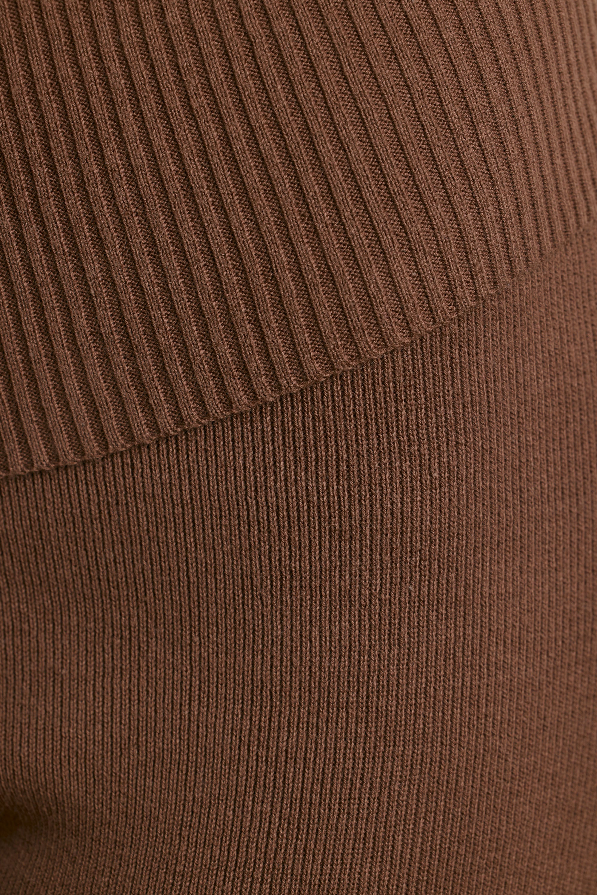 Muse - Chunky Knit Kick Flare Trousers in Espresso