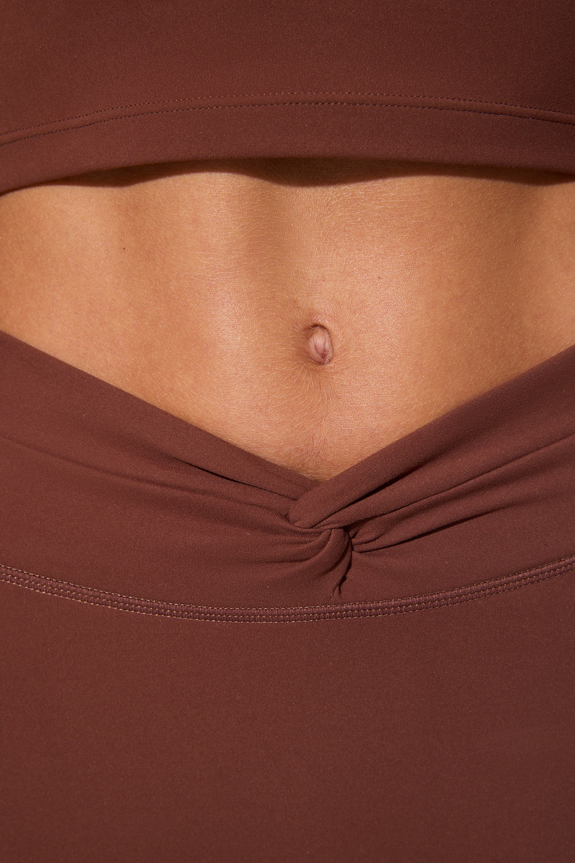 Shift - Twist Waist Mini Shorts with Pockets in Chocolate