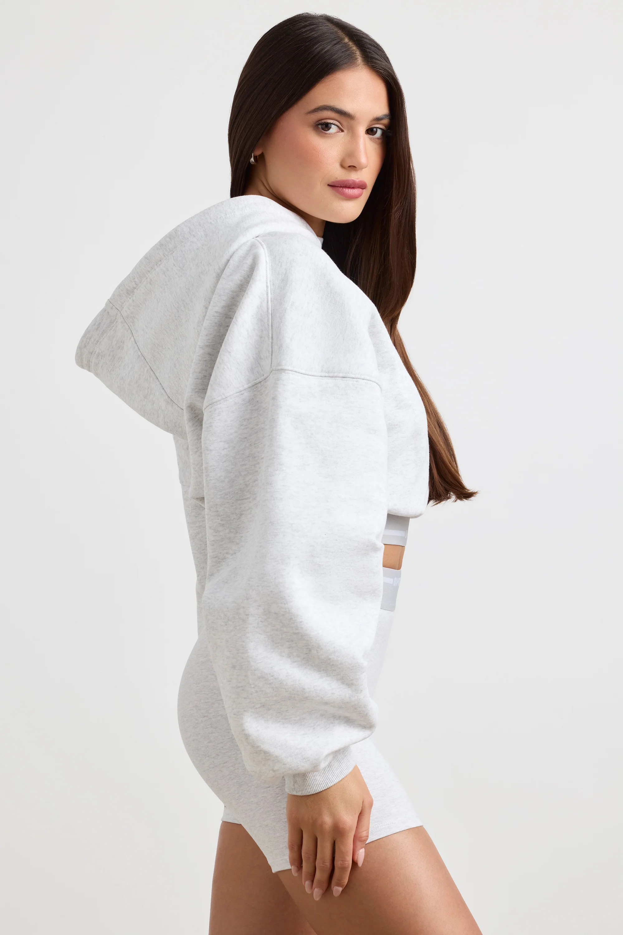 Pause - Cropped Hoodie in Grey Marl