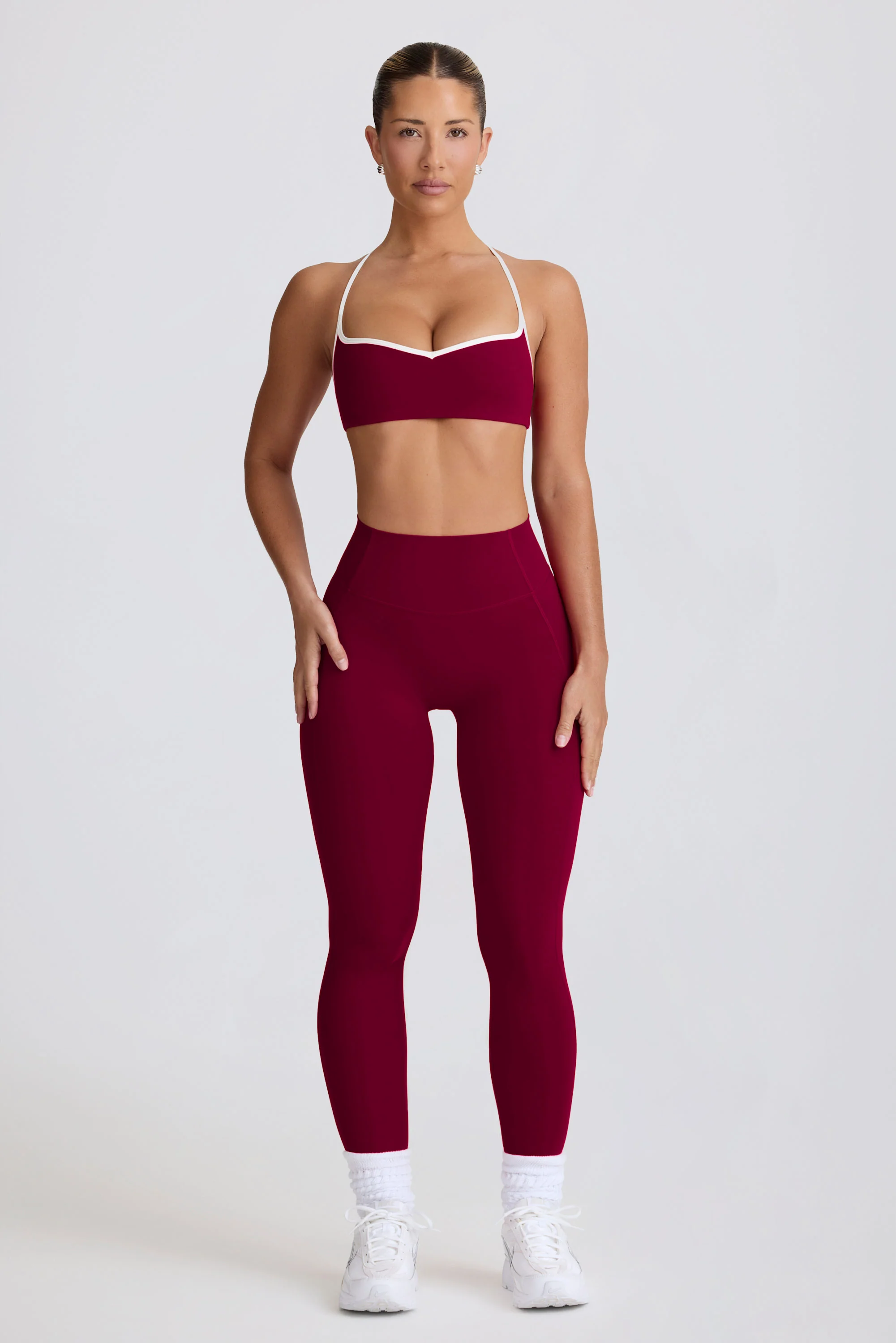 Soft Active Mid-Rise Leggings in Burgundy