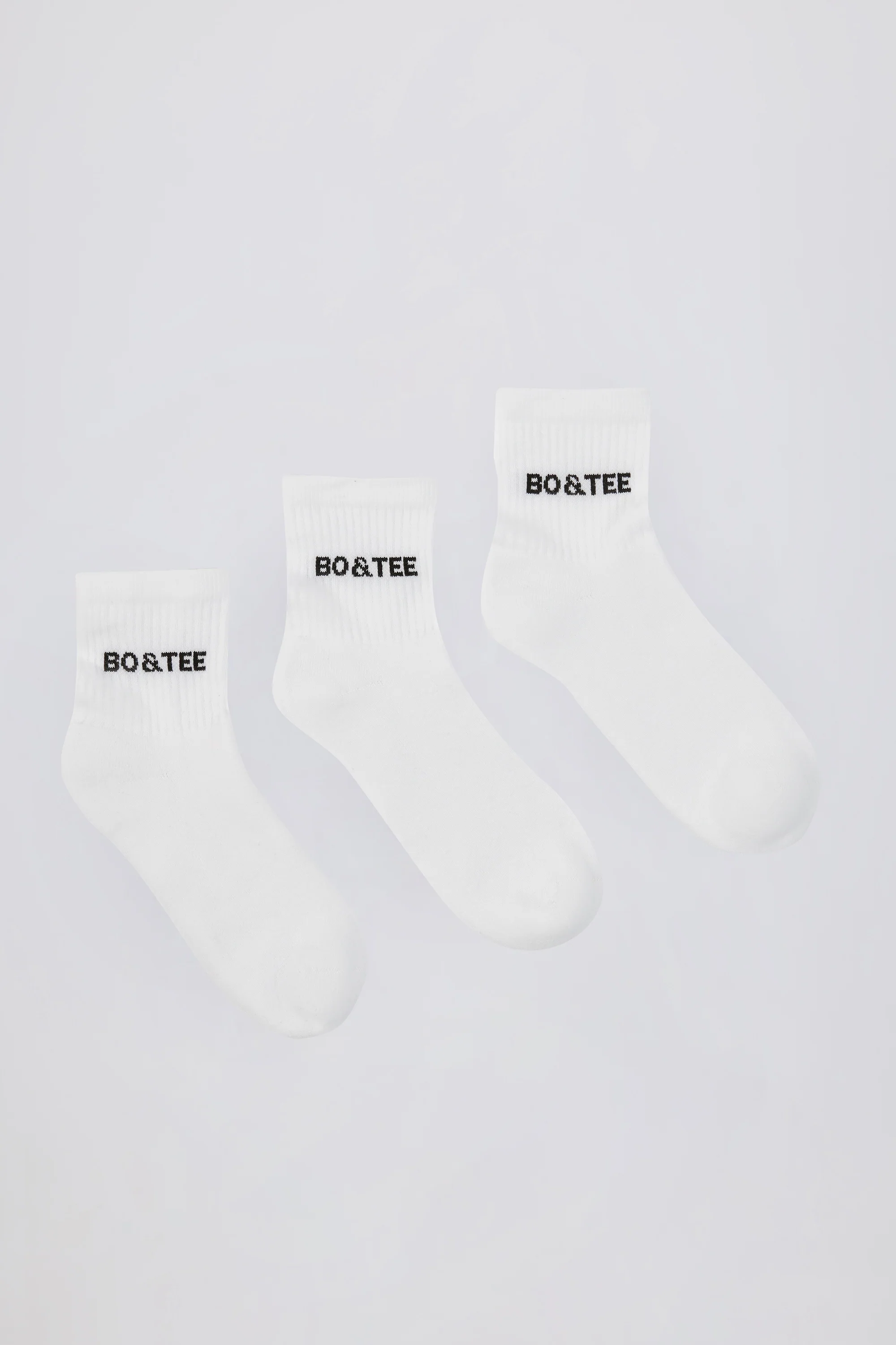 Ribbed Half-Crew Sock Bundle in White