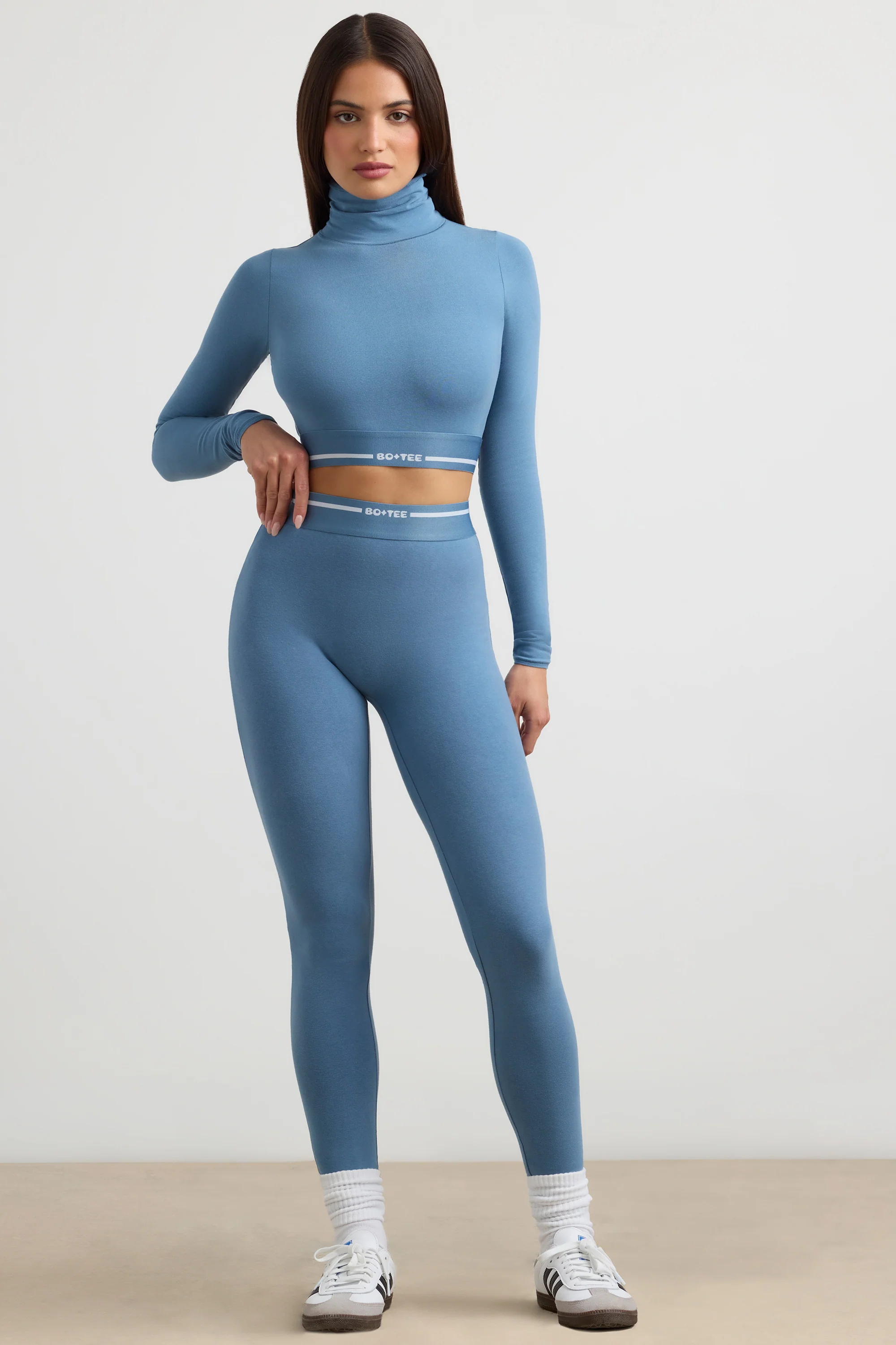 Necessity - Petite High-Waist Leggings in Steel Blue