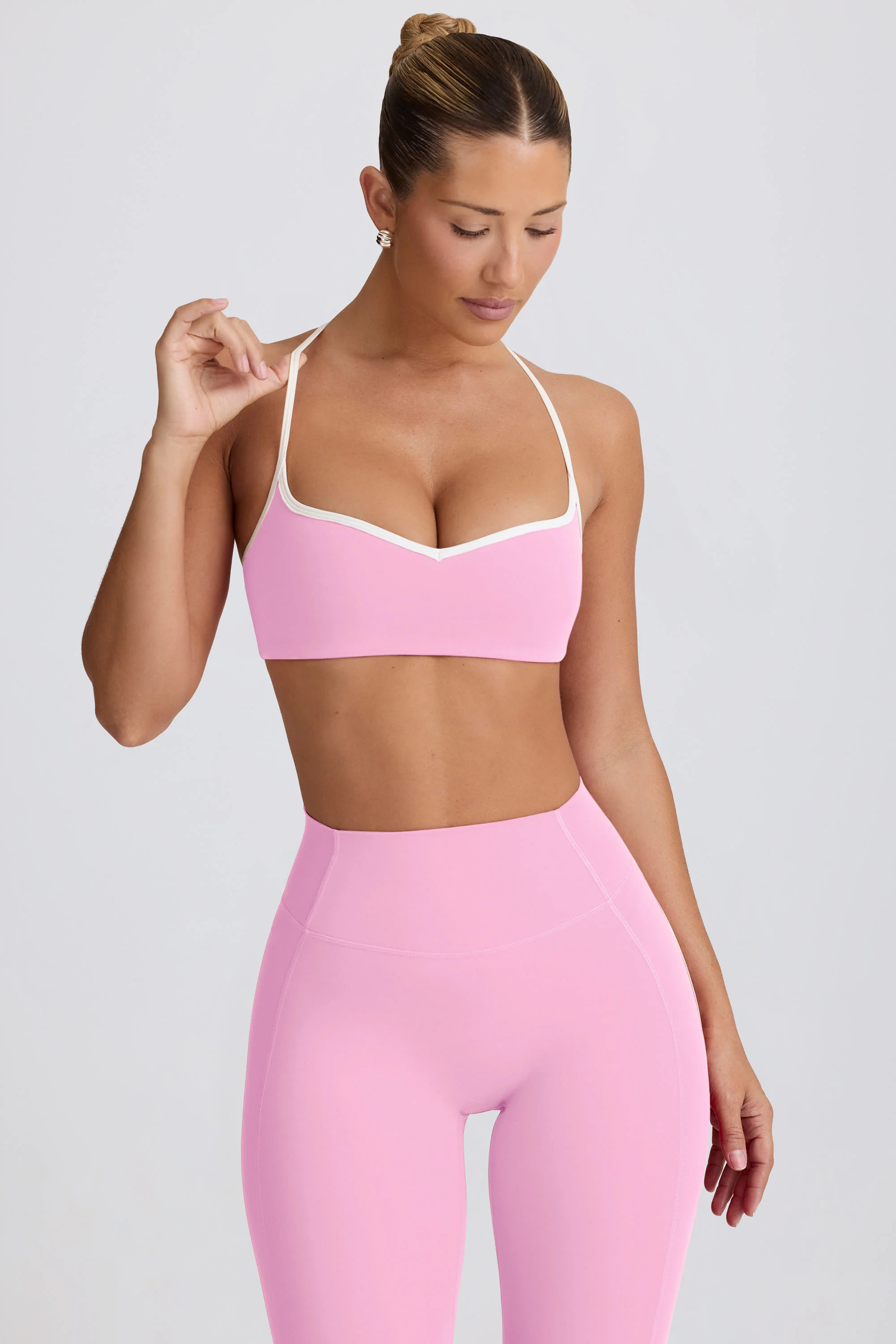 Soft Active Sweetheart-Neck Sports Bra in Baby Pink