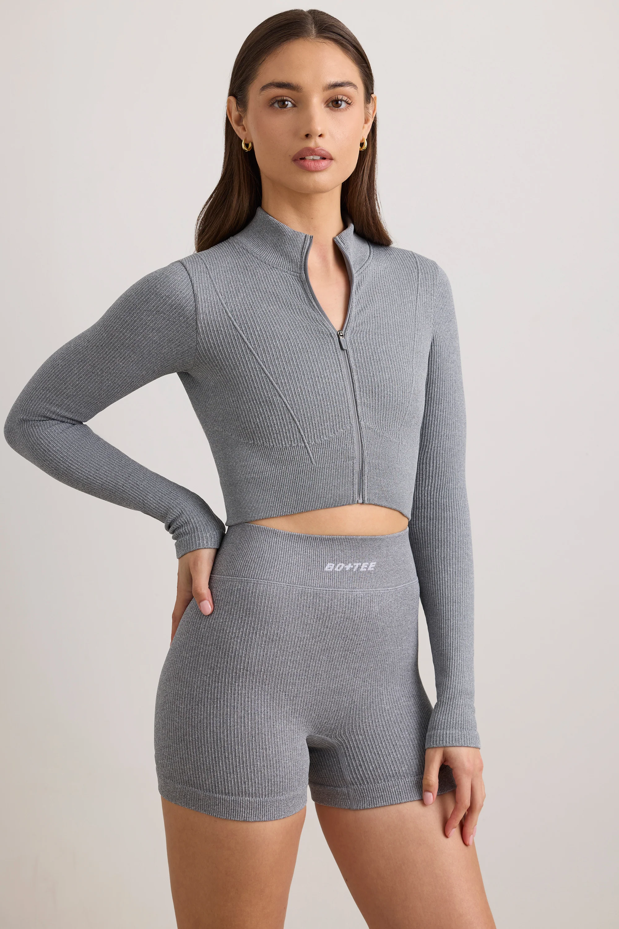Reform - FlexiRib Cropped Jacket in Grey Melange