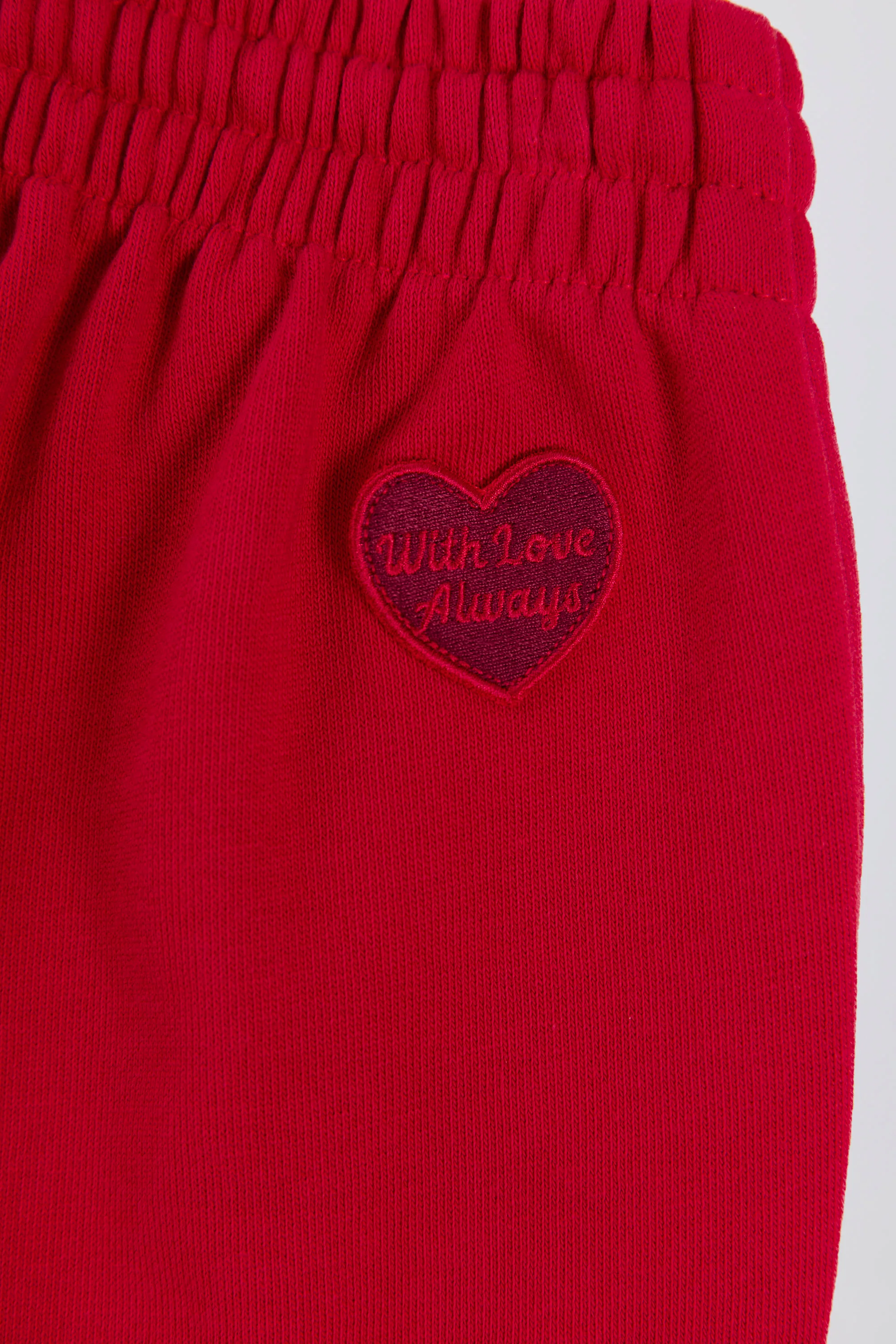 Mid-Rise Wide-Leg Joggers in Hot Red