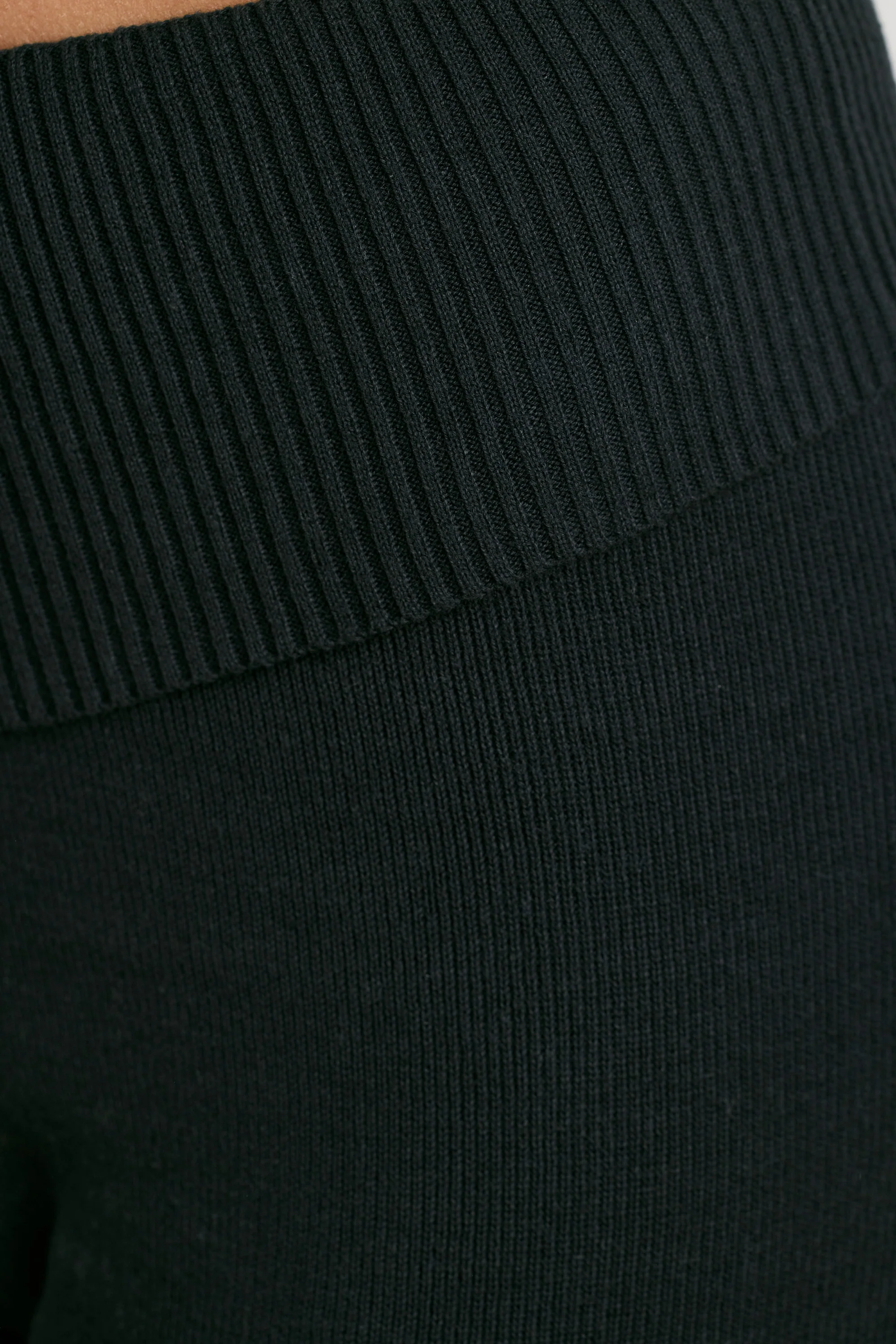 Muse - Chunky Knit Kick Flare Trousers in Black