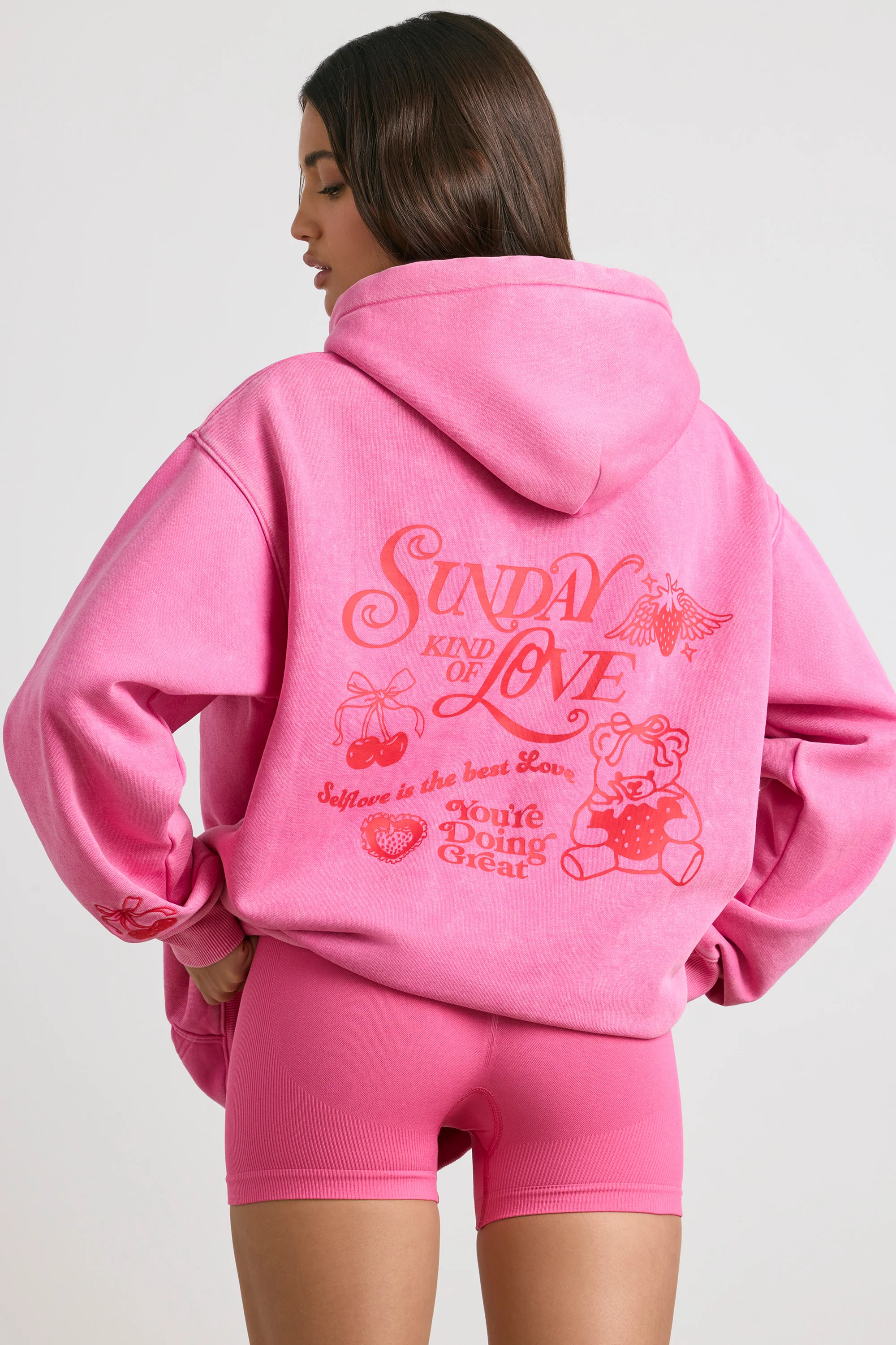Sunday Love - Oversized Hoodie in Hot Pink