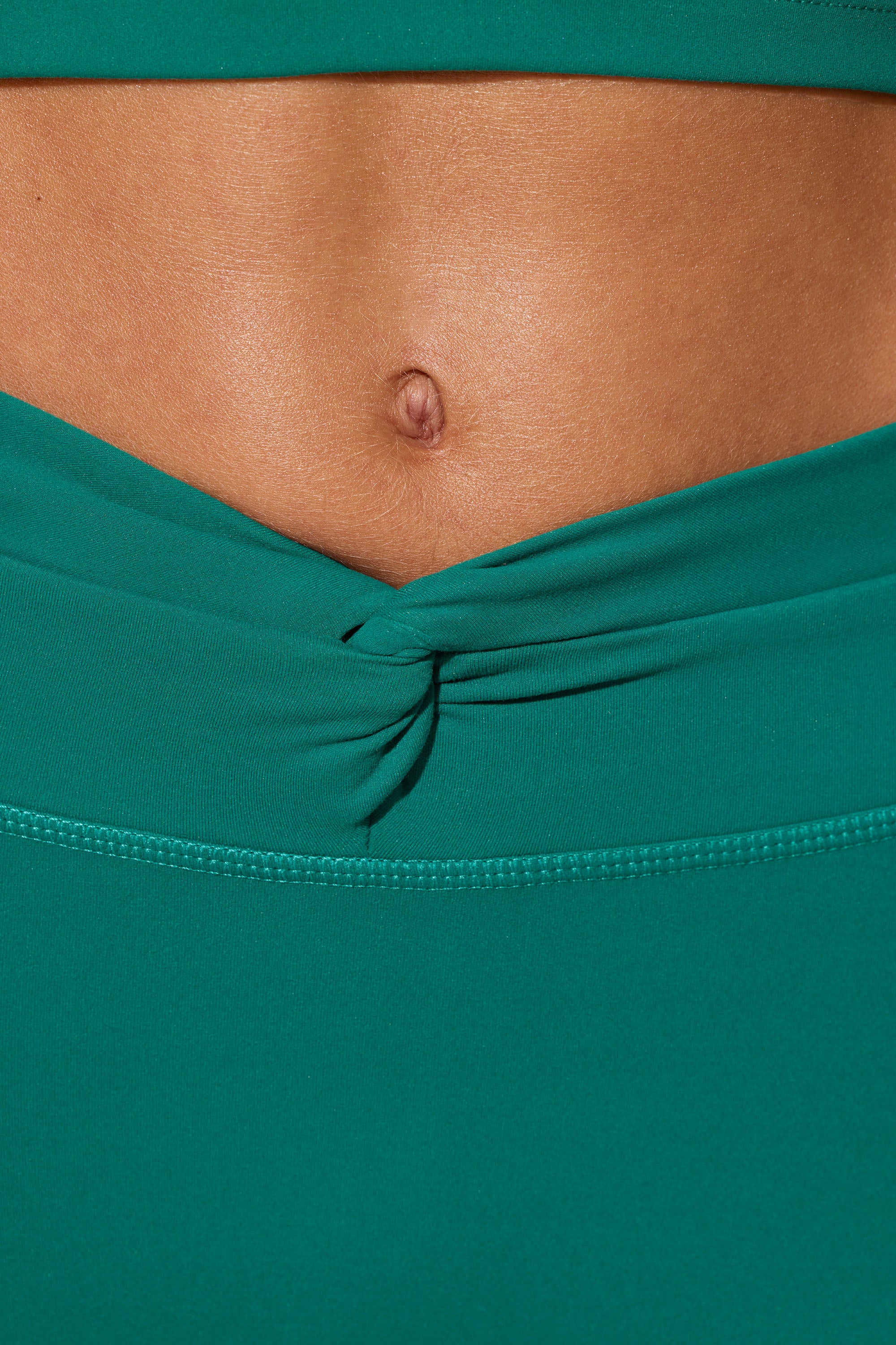 Shift - Twist Waist Mini Shorts with Pockets in Teal Green