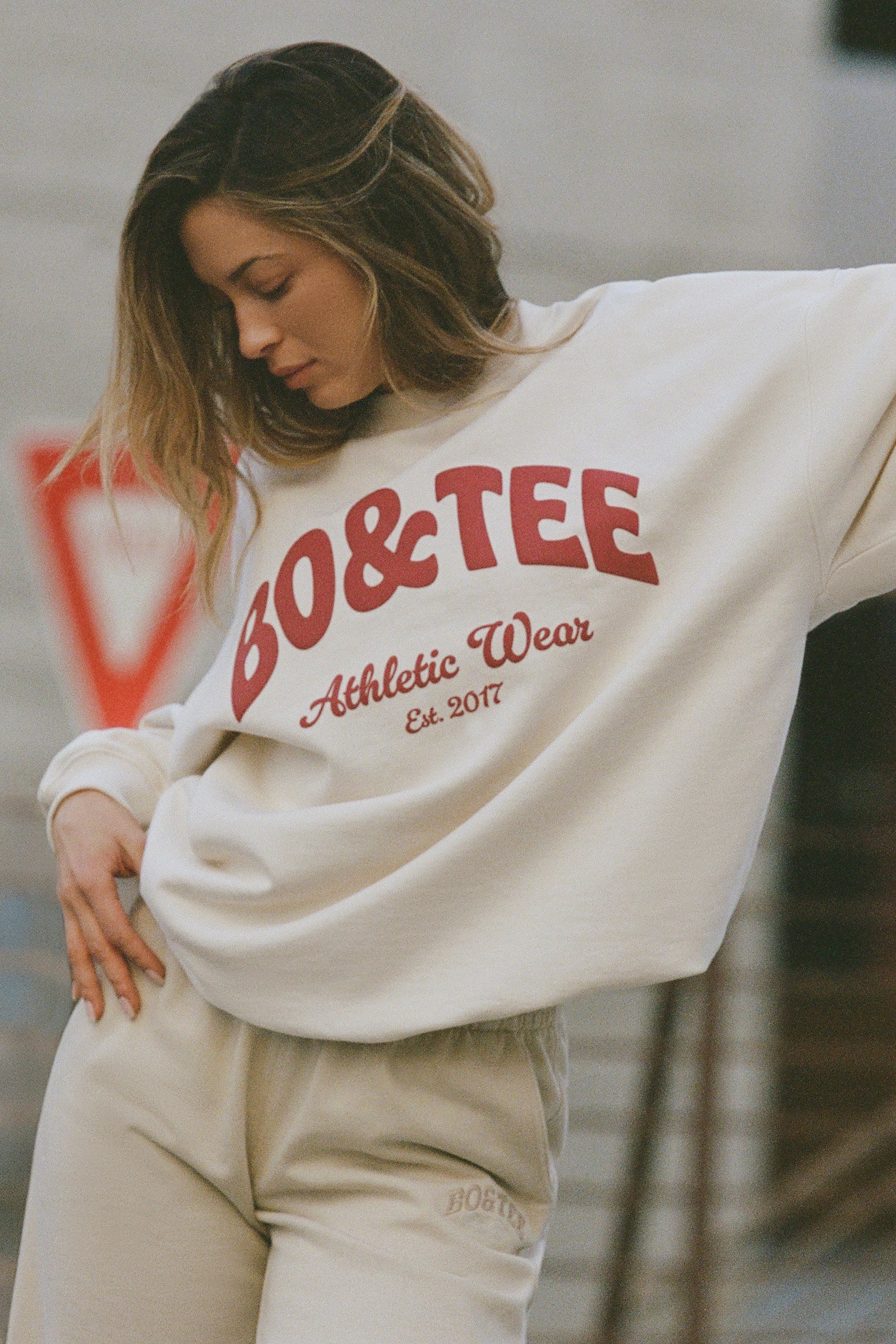 Oversized Crew-Neck Sweatshirt in Ecru