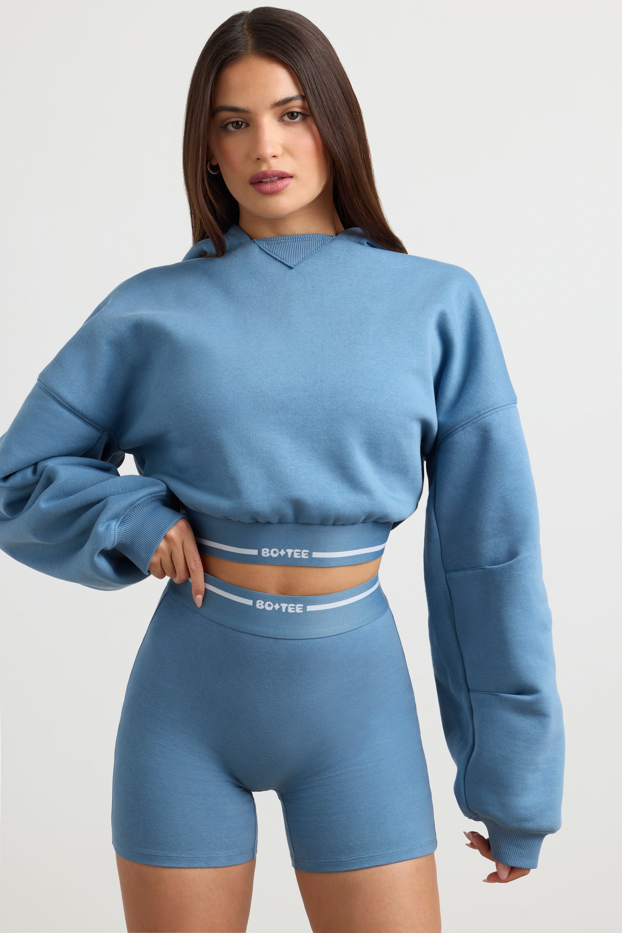 Reset - High-Waist Mini Shorts in Steel Blue