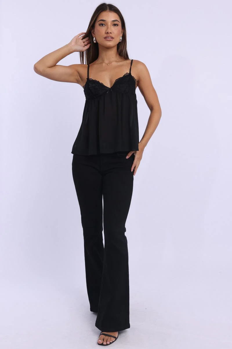 Black Lace Cami Sleeveless Sweetheart