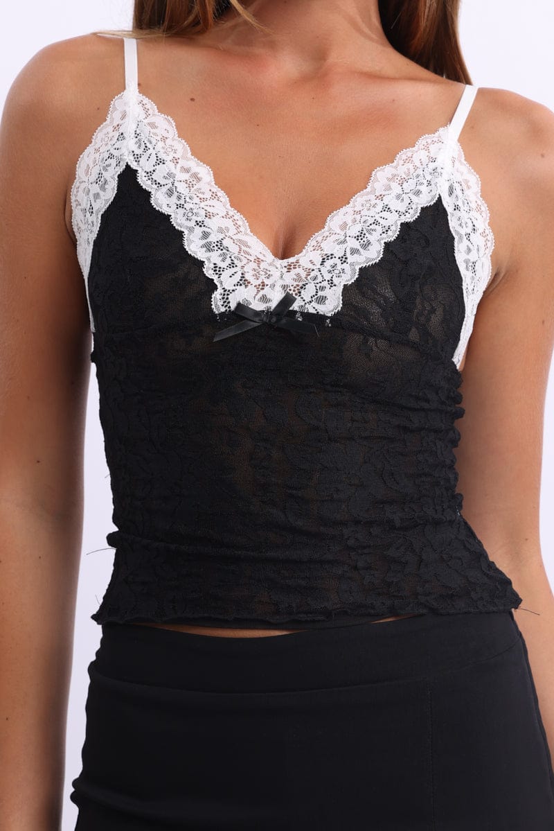 Black Singlet Top Lace