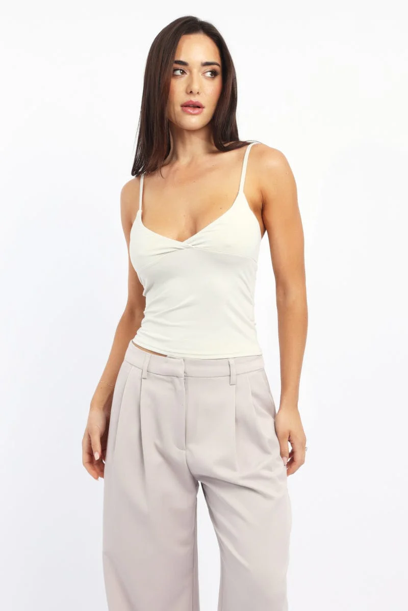 White Supersoft Cami Top Cross Over