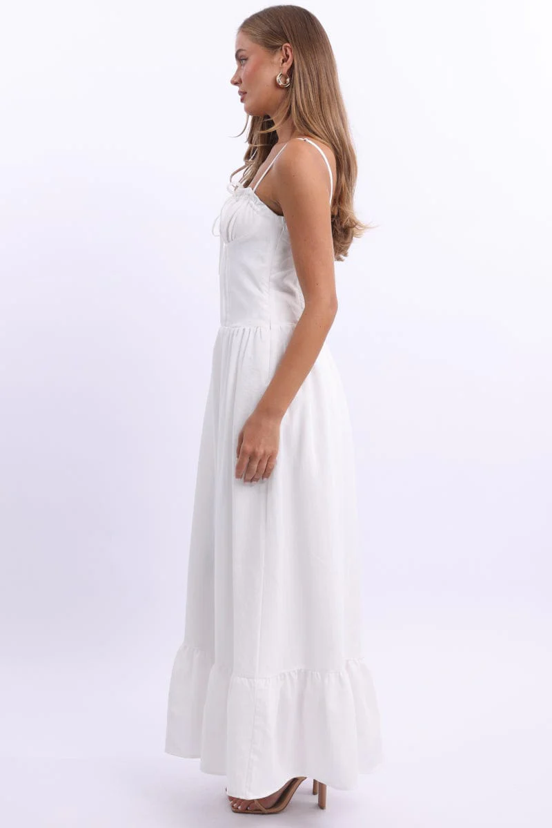 White Maxi Dress Corset Detailed