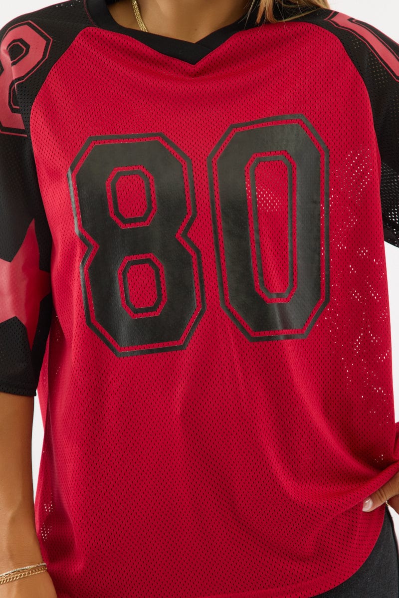 Red Sport Tee Short Sleeve