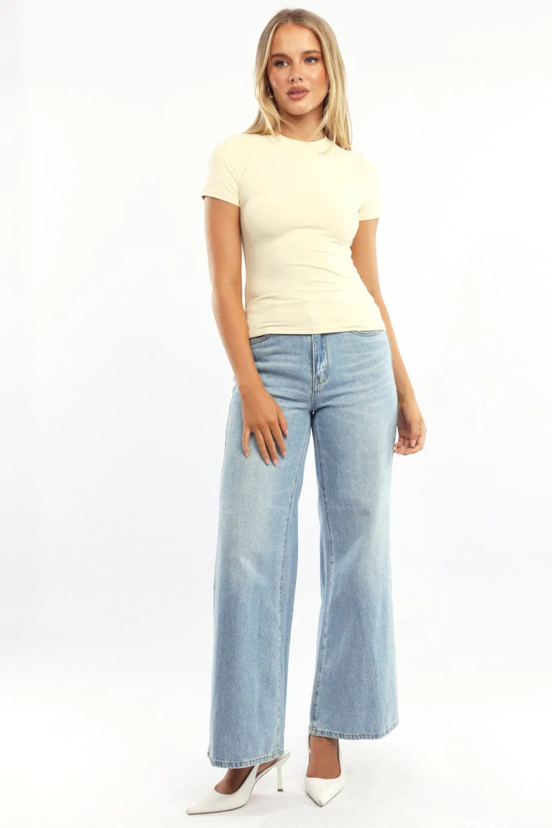 Yellow T Shirt Short Sleeve Crew Neck Supersoft