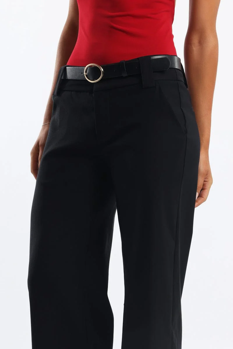Black Wide Leg Pants Low Rise