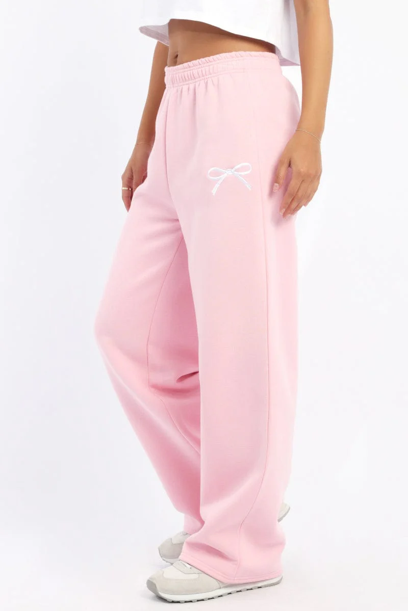 Pink Track Pants Wide Leg