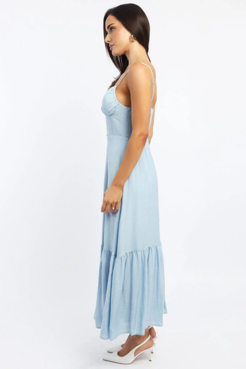 Blue Maxi Dress Tiered