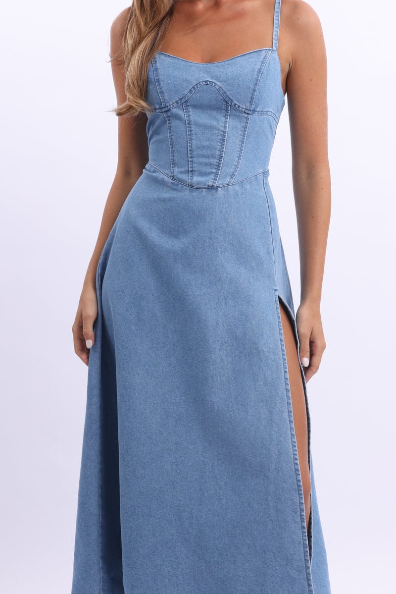 Blue Midi Dress Strappy
