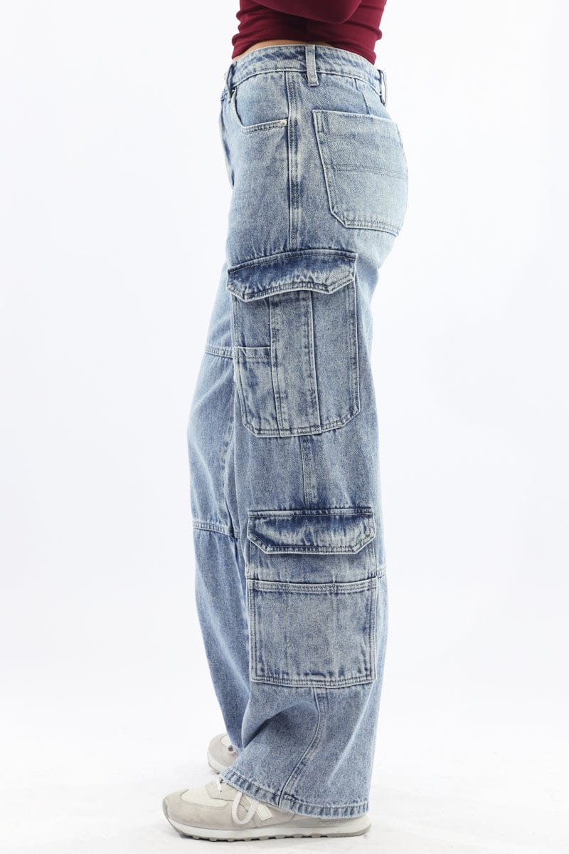 Denim Cargo Jeans Mid rise
