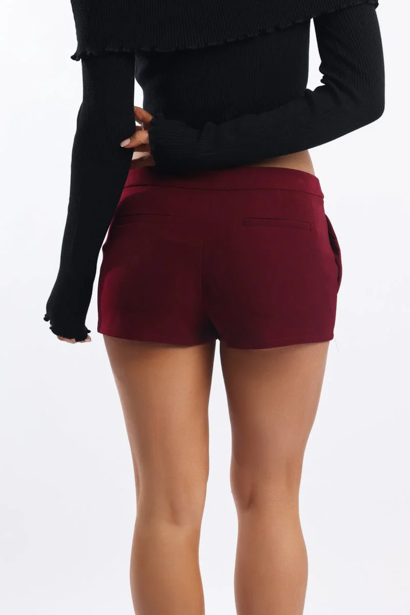 Red Shorts Mini Low Rise