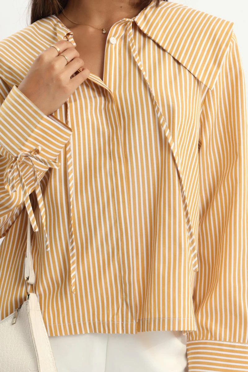 Brown Stripe Oversized Shirt