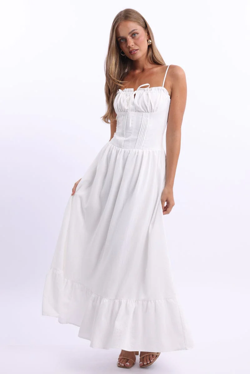 White Maxi Dress Corset Detailed