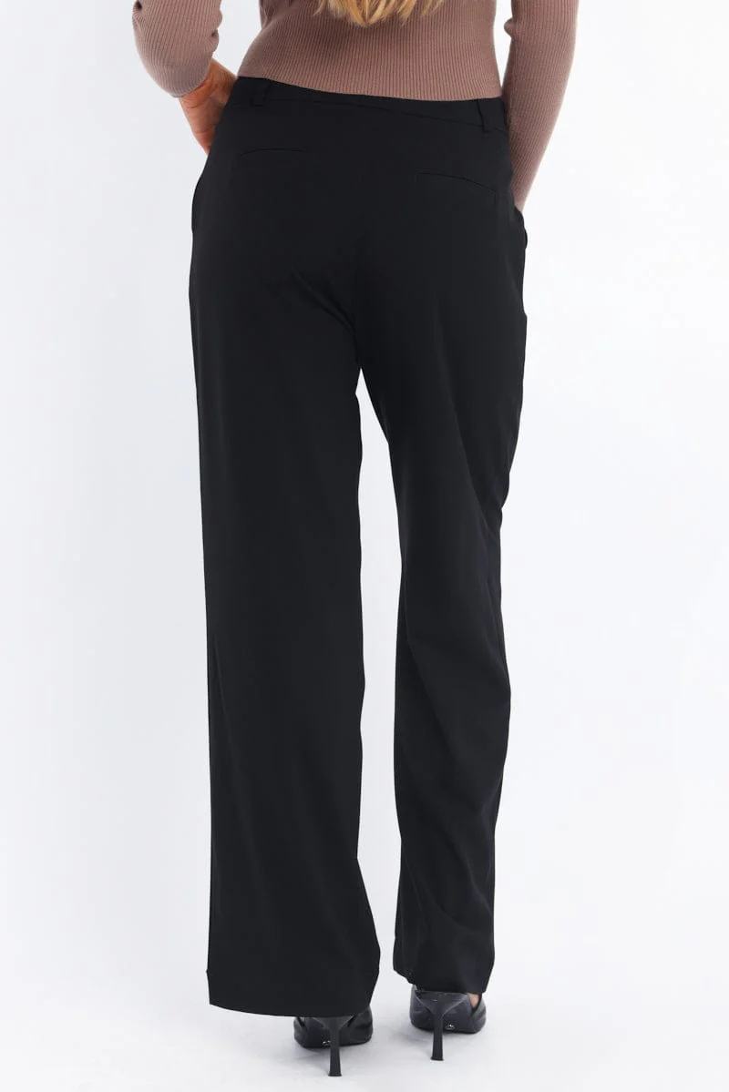 Black Wide Leg Pants Mid Rise