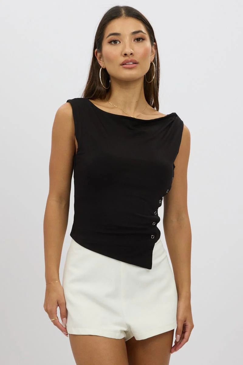 Black Asymmetrical Top Sleeveless