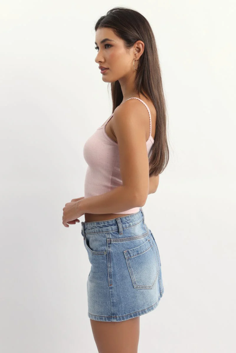 Pink Pointelle Cami Top