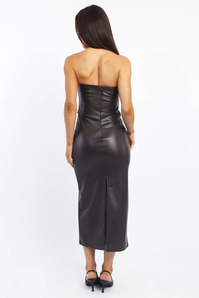 Brown Bodycon Dress Midi