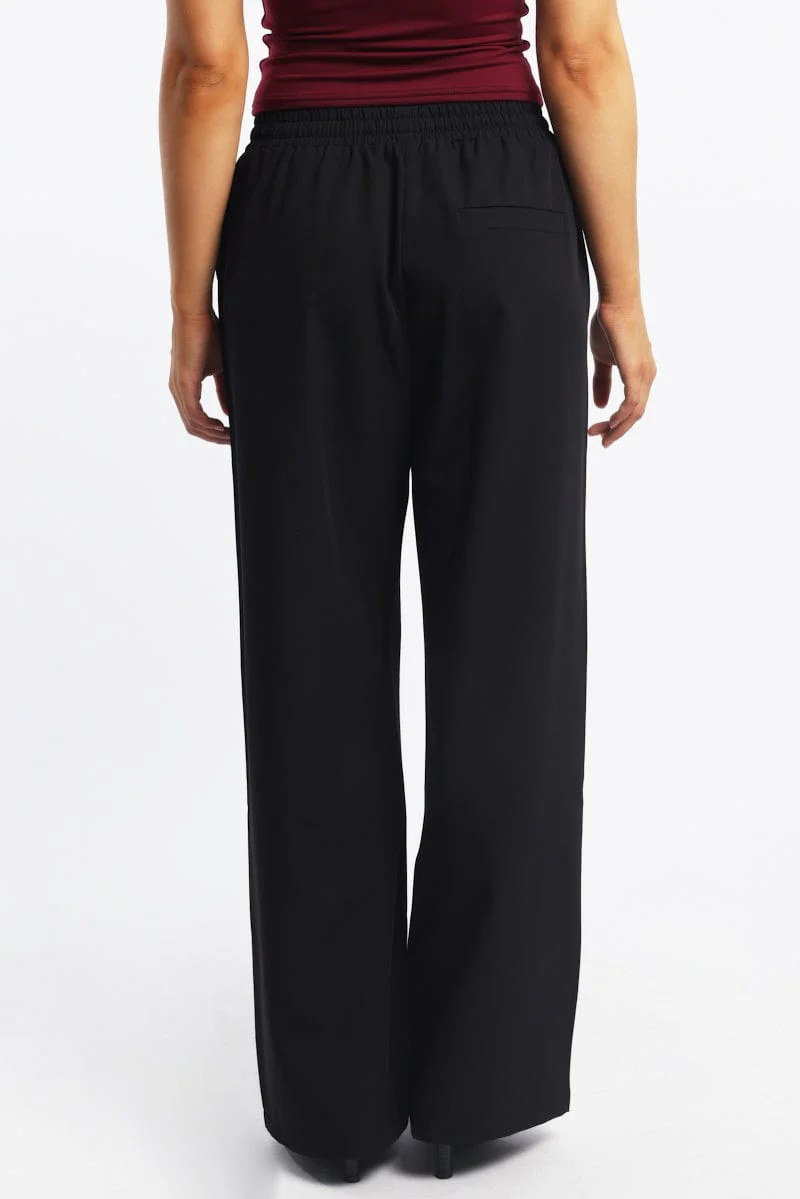 Black Wide Leg Pants Elasticated Waist