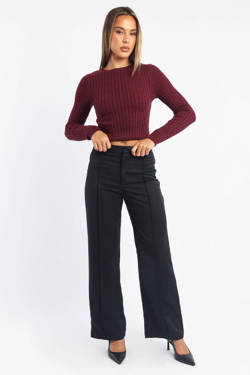 Black Smart Pants High Rise