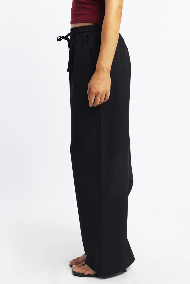 Black Wide Leg Pants Elasticated Waist