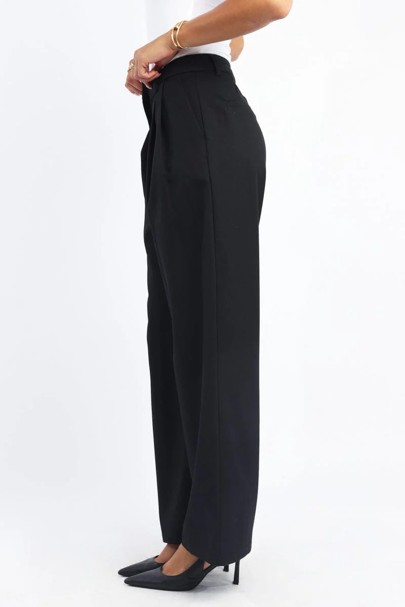 Black Wide Leg Pants High Rise