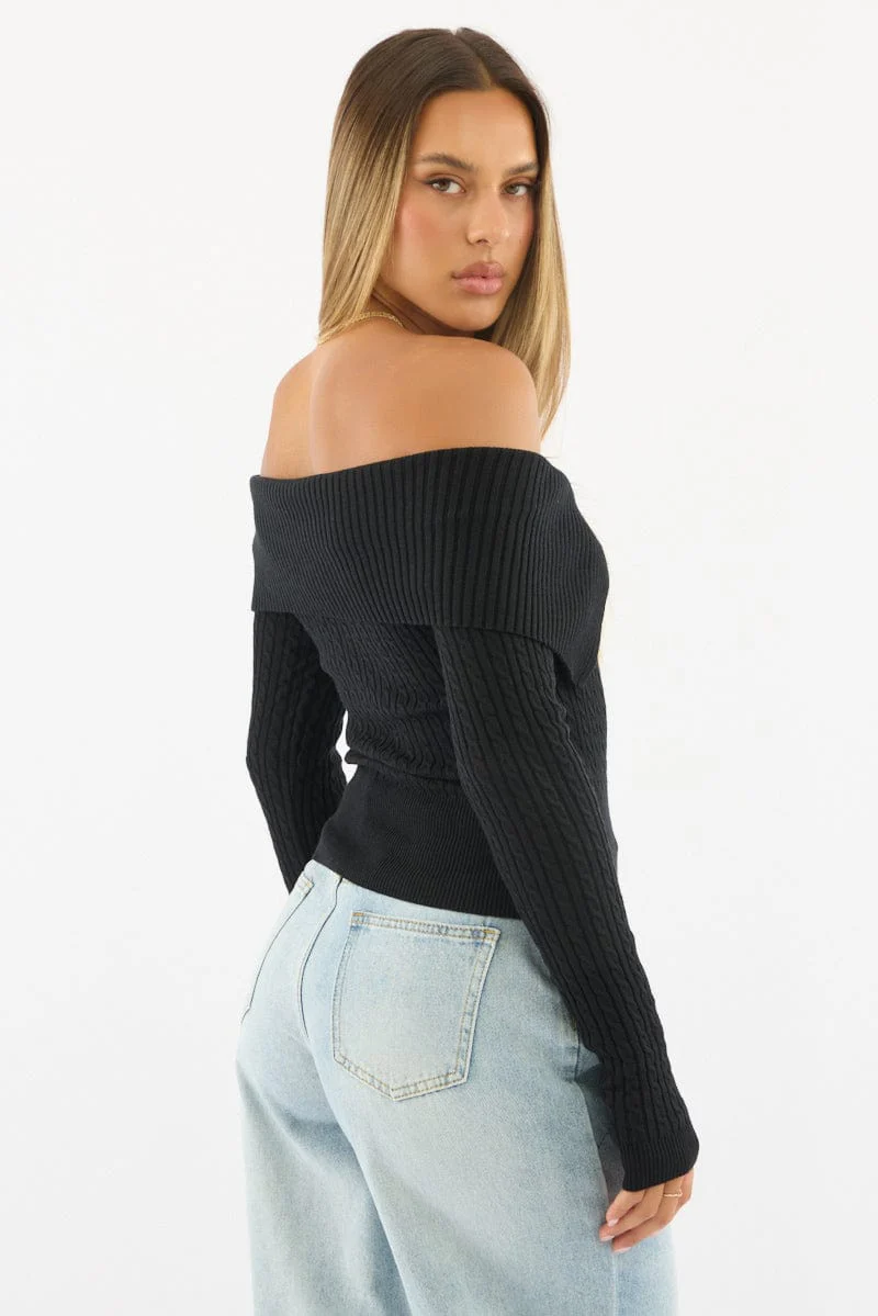 Black Bardot Cardigan
