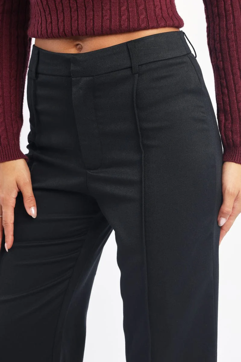 Black Smart Pants High Rise