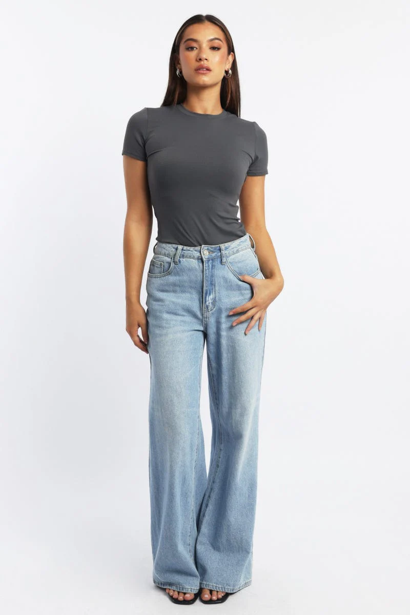 Grey T Shirt Short Sleeve Crew Neck Supersoft