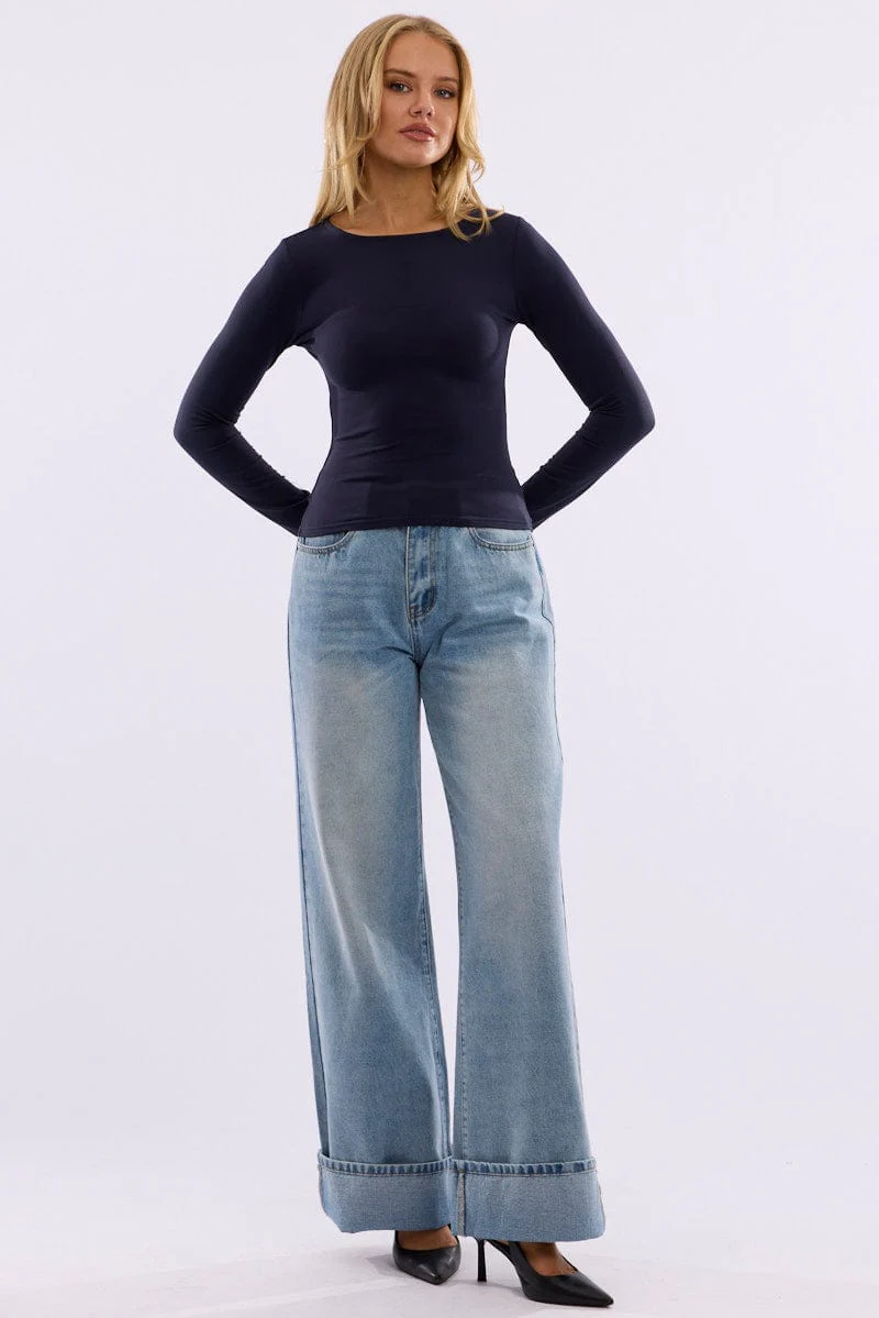 Blue Supersoft Fleece Top Long Sleeve