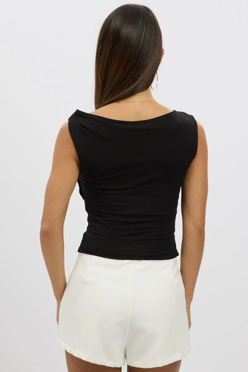 Black Asymmetrical Top Sleeveless