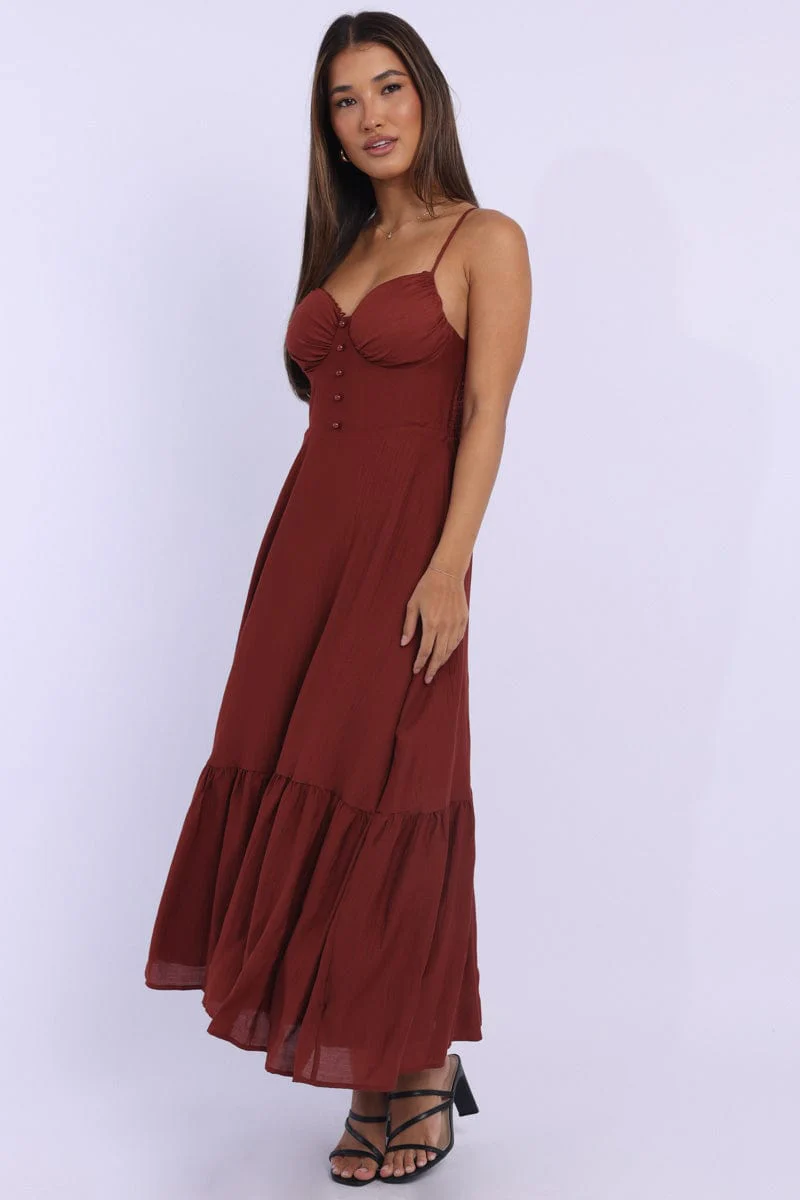 Red Maxi Dress Tiered