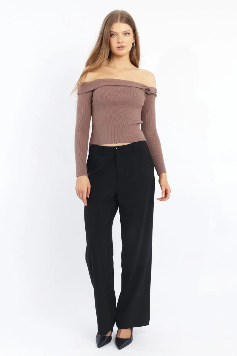 Black Wide Leg Pants Mid Rise