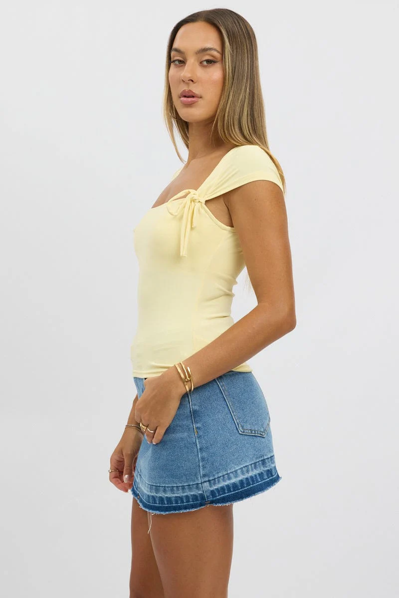 Yellow Supersoft Tank Scoop Neck Ribbon