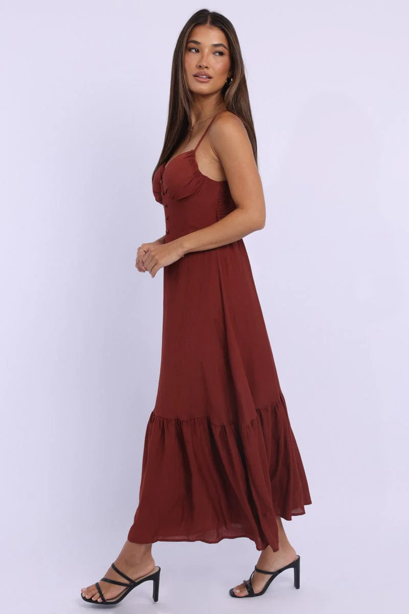 Red Maxi Dress Tiered