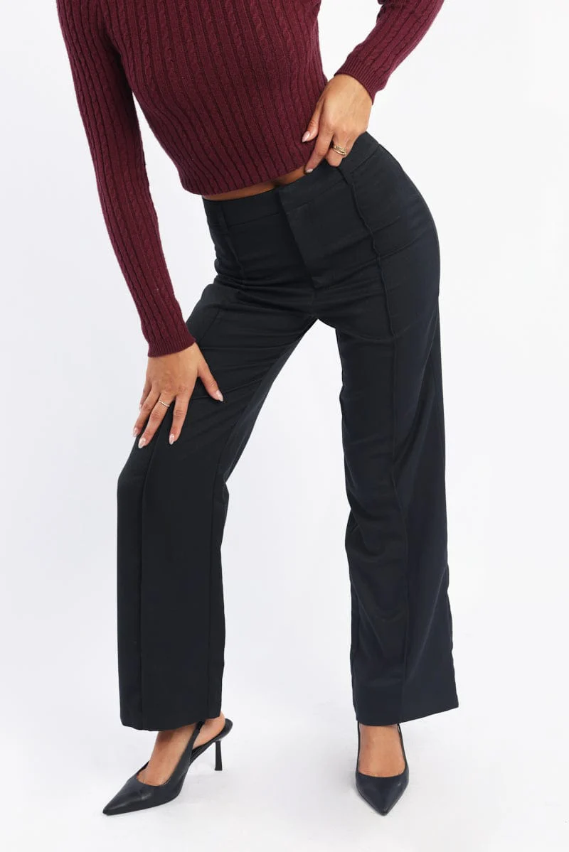 Black Smart Pants High Rise