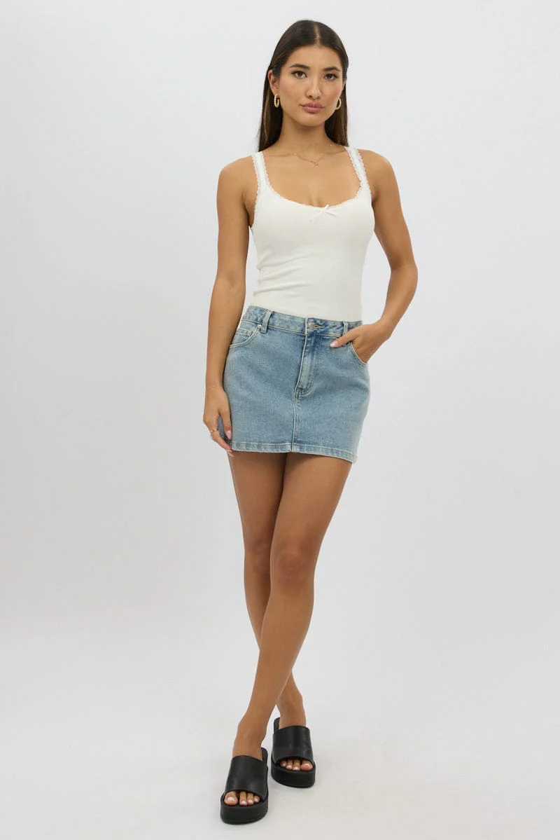 White Sleeveless Tank Top Rib