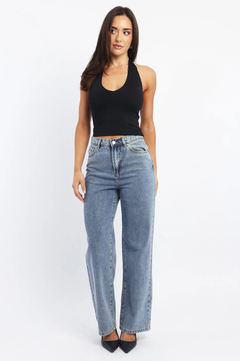 Black Supersoft Halter Neck Top