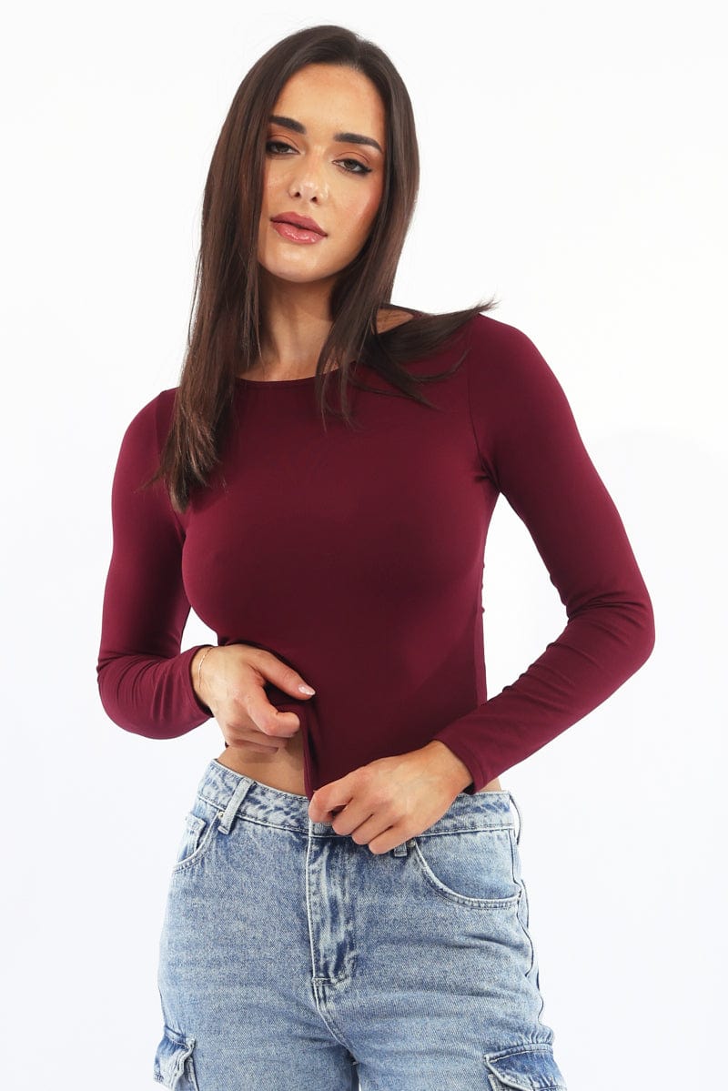 Red Supersoft Fleece Top Long Sleeve